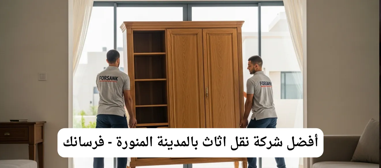 شاحنة نقل عفش مغلقة تابعة لشركة فرسانك في أحد شوارع المدينة المنورة